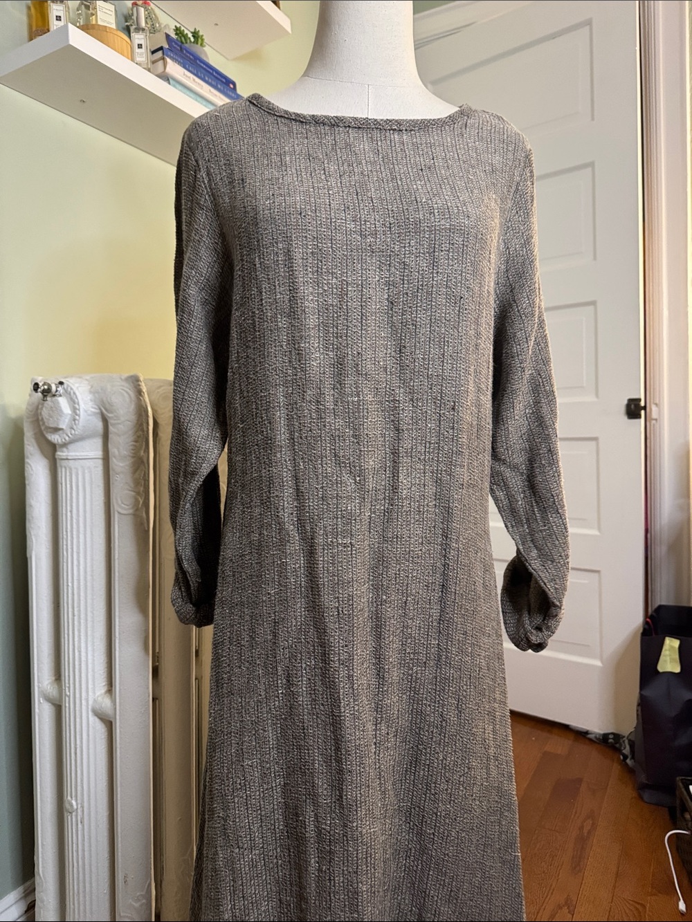 Flax Long Sleeve Maxi Dress in Taupe Gray - Picture 7 of 10